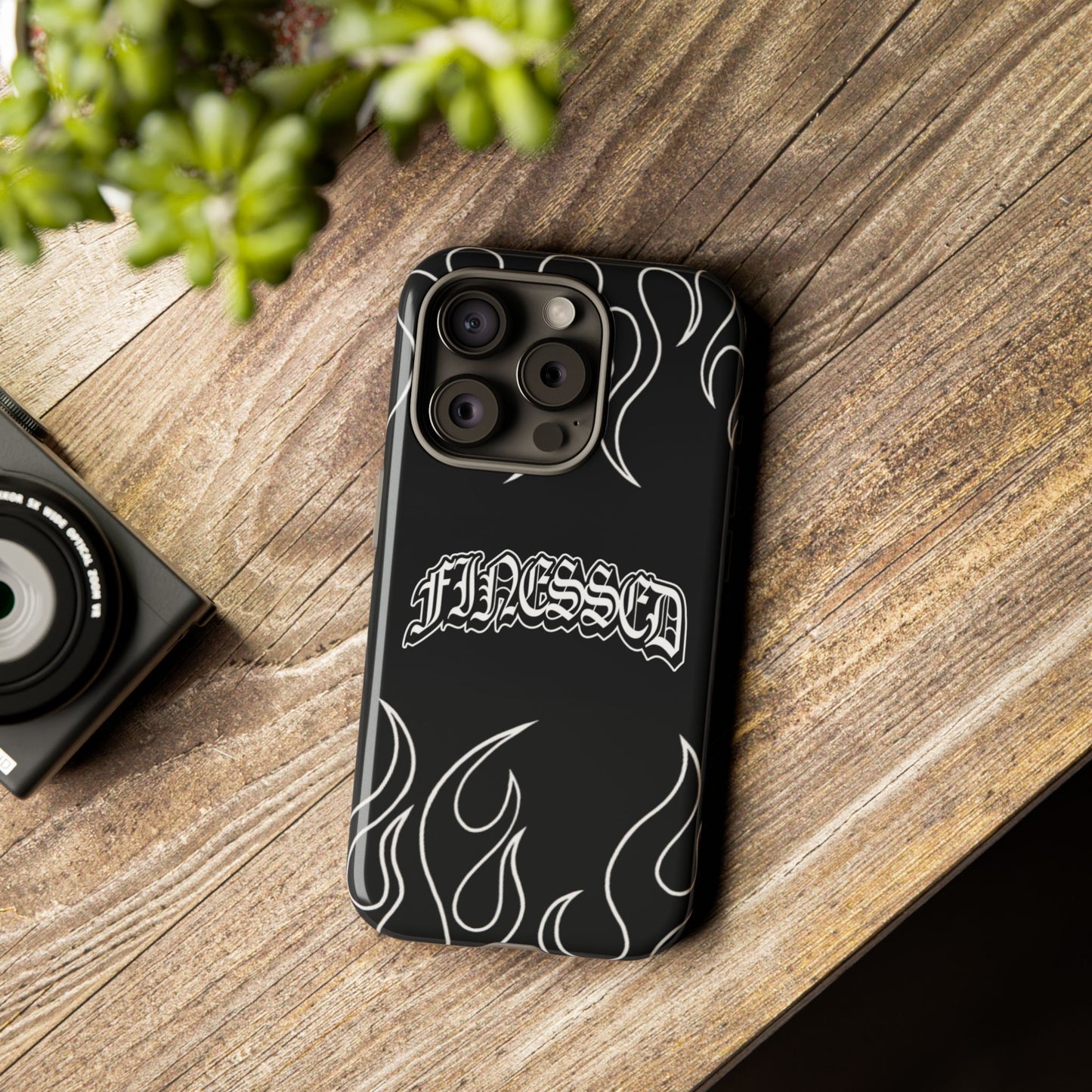 Flaming Finessed Phone Case (Black)