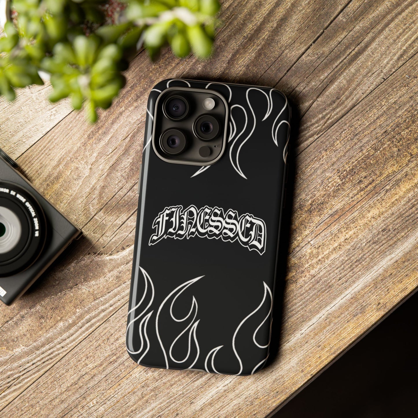 Flaming Finessed Phone Case (Black)