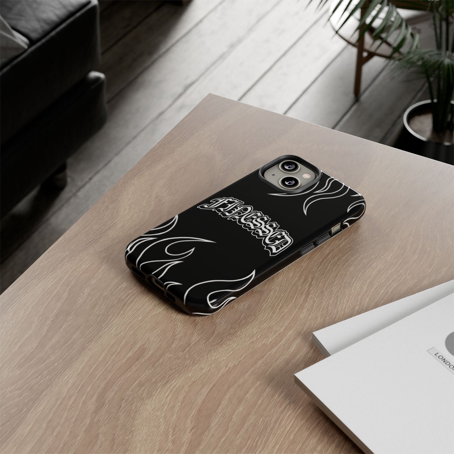 Flaming Finessed Phone Case (Black)