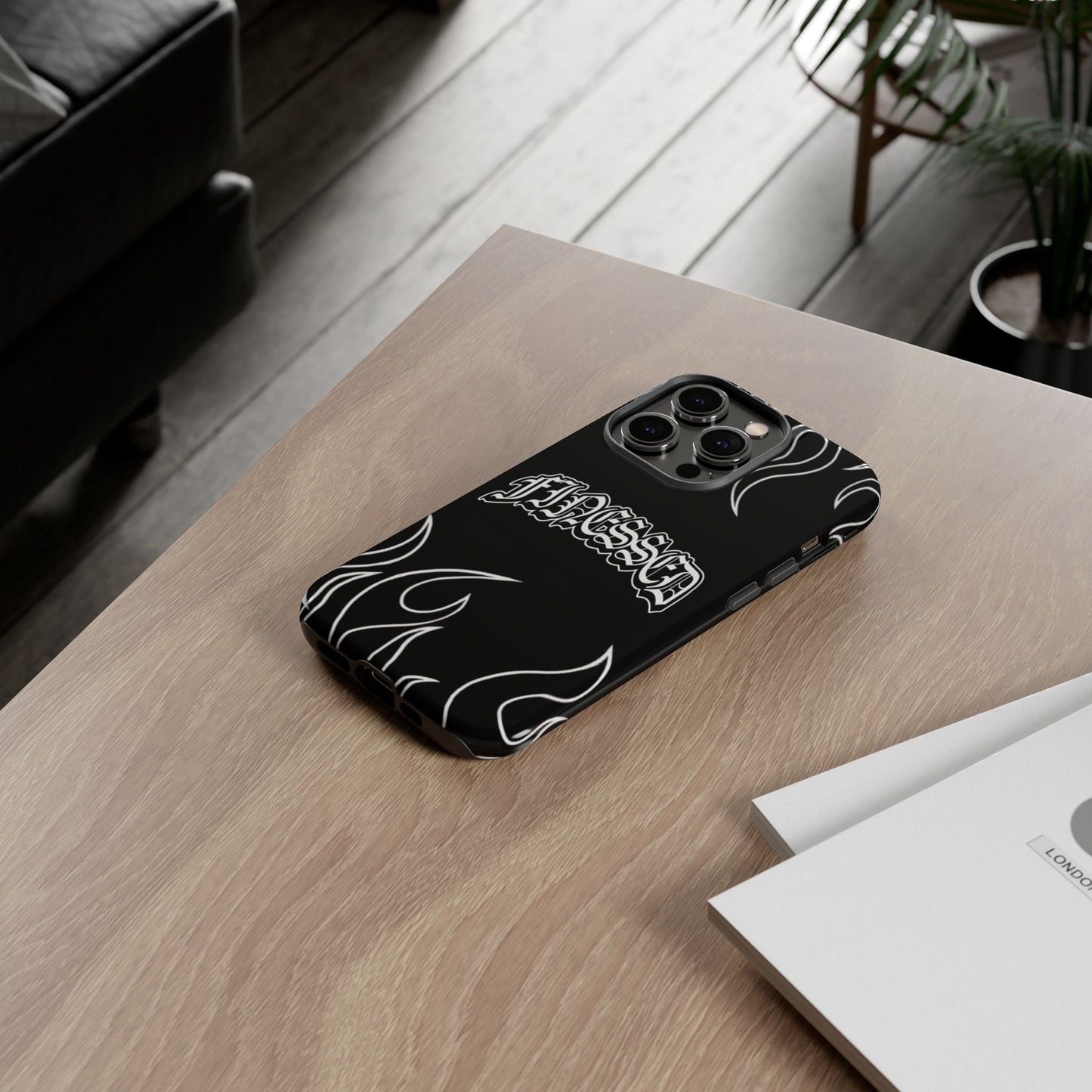 Flaming Finessed Phone Case (Black)